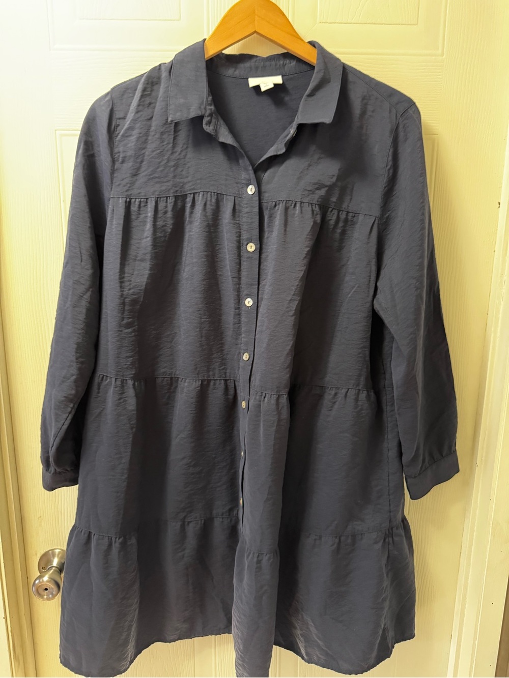 J. Jill Navy Button-Front Tiered Tunic